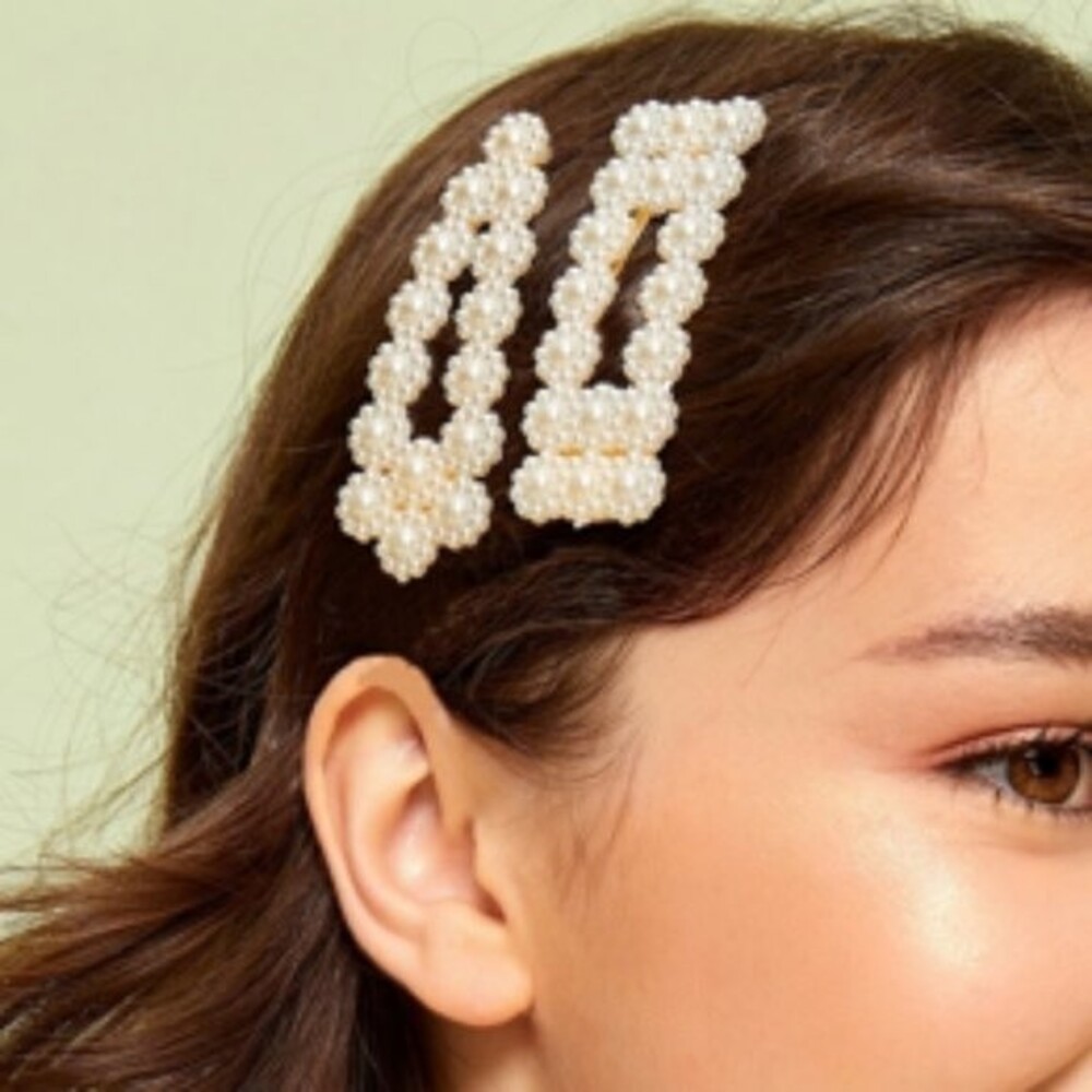 Faux Pearl Studded Hair Clip Set of 2 NEW! 750x1